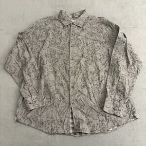 Tommy Bahama Shirt Mens XL Black Gray Floral Newport Coast Button Up Pima Cotton